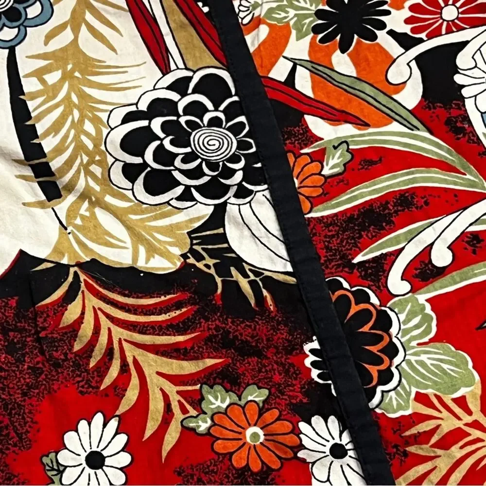 Elegant Multicolor Red and Black Floral A-Line Skirt Vintage SZ 10